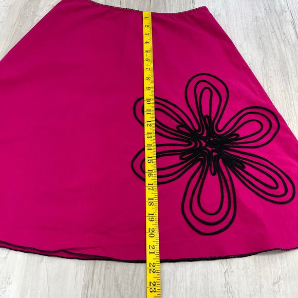 Vintage Heart Soul Y2K Embroidered Flower A Line USA Cotton Skirt Medium - Picture 7 of 7